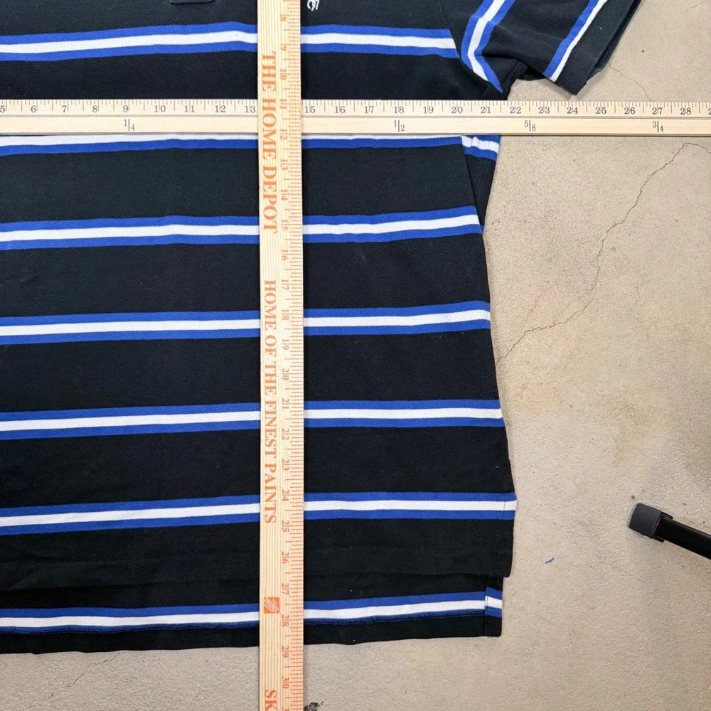 Polo Ralph Lauren Mens L Black Blue White Striped Short Sleeve Polo Shirt‎ L